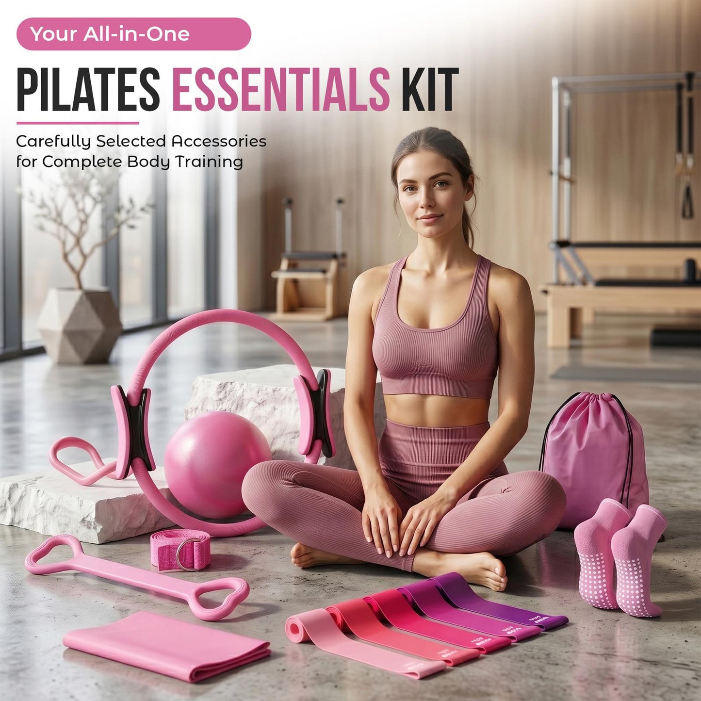 ROSEISIS™ 14-Piece Pilates Equipment Set for Home & Outdoor Workouts