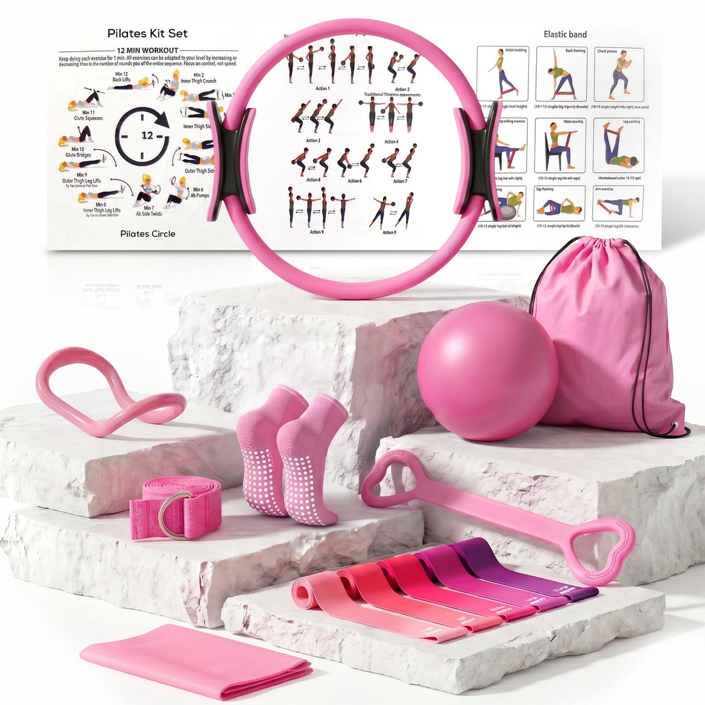 ROSEISIS™ 14-Piece Pilates Equipment Set for Home & Outdoor Workouts