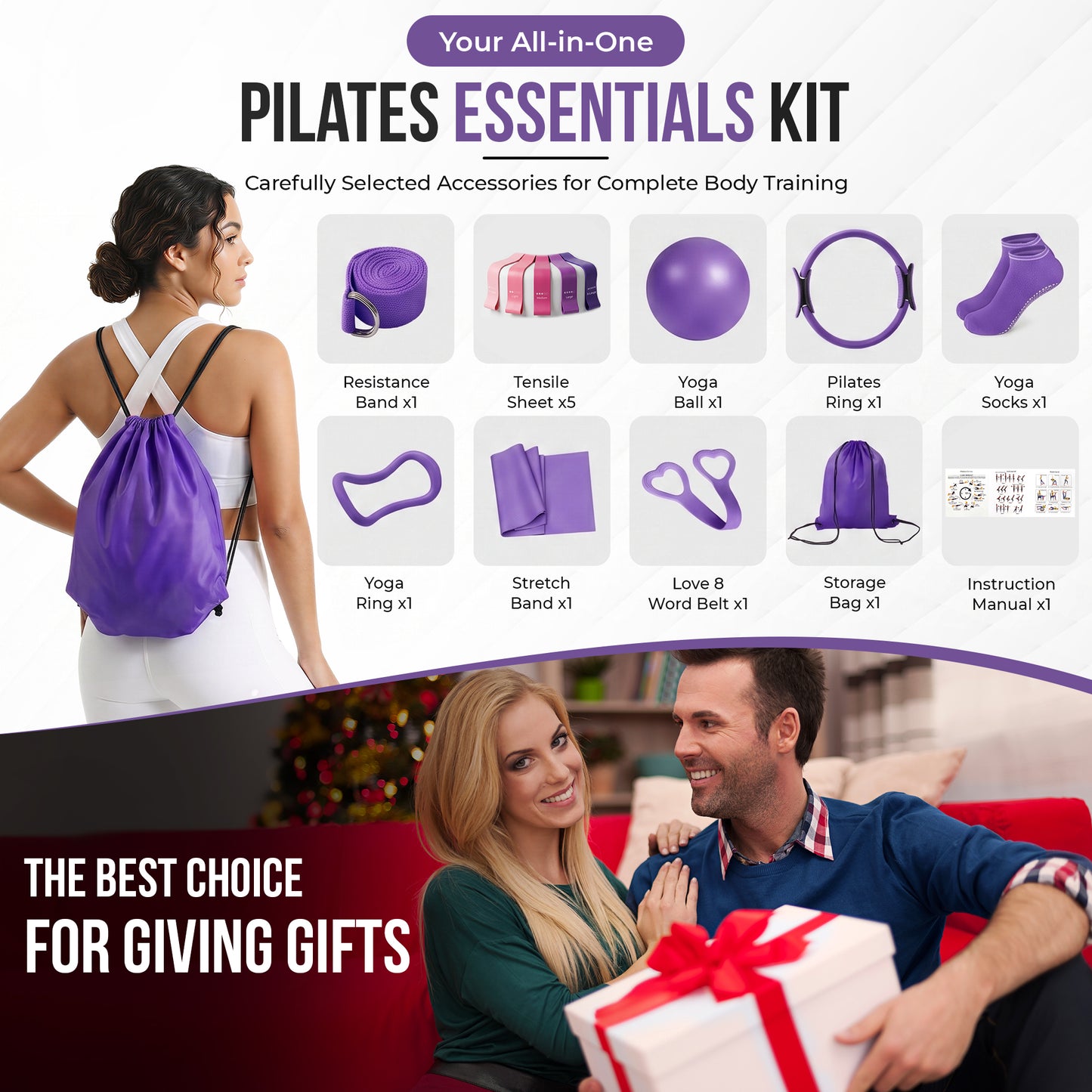 ROSEISIS™ 14-Piece Pilates Equipment Set for Home & Outdoor Workouts