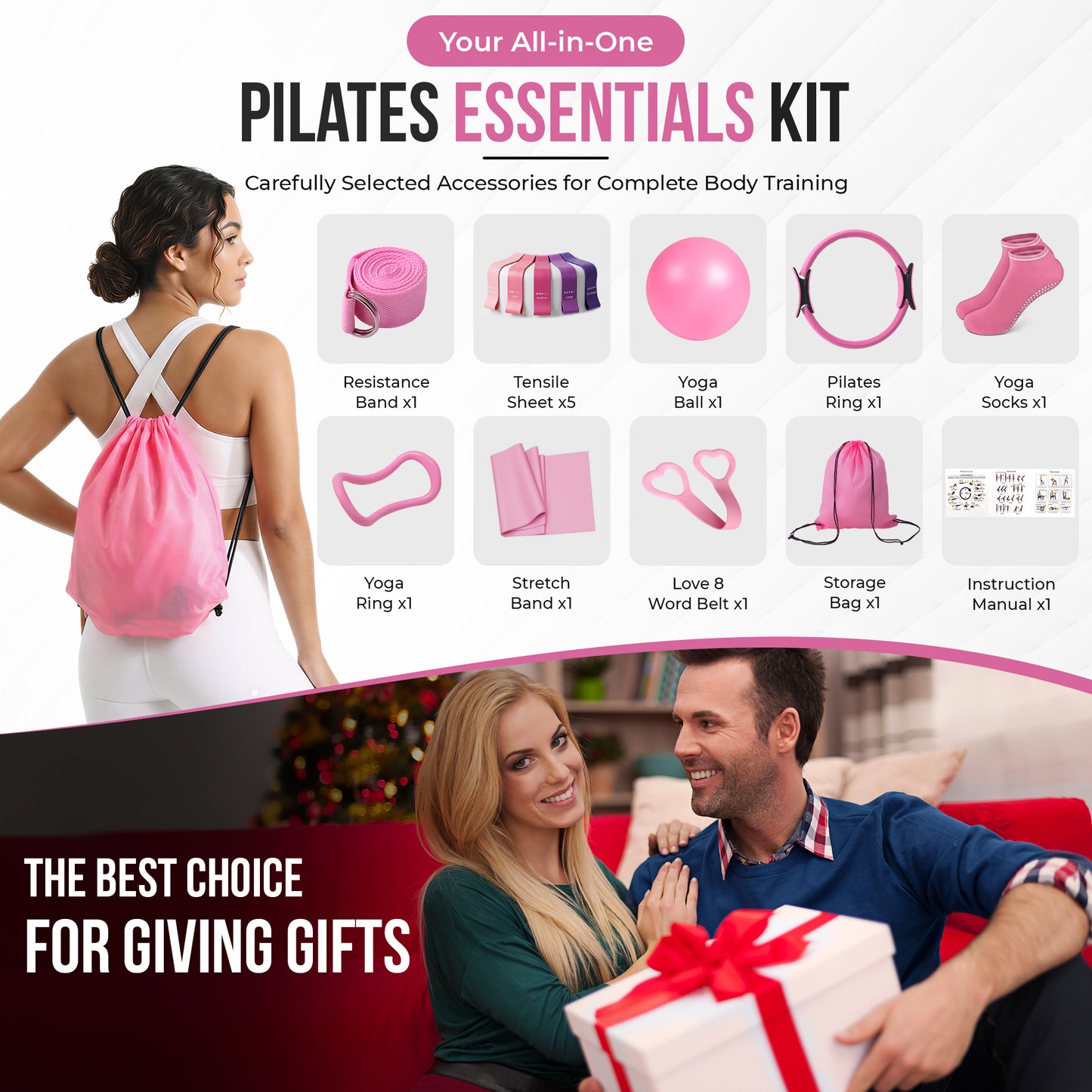 ROSEISIS™ 14-Piece Pilates Equipment Set for Home & Outdoor Workouts